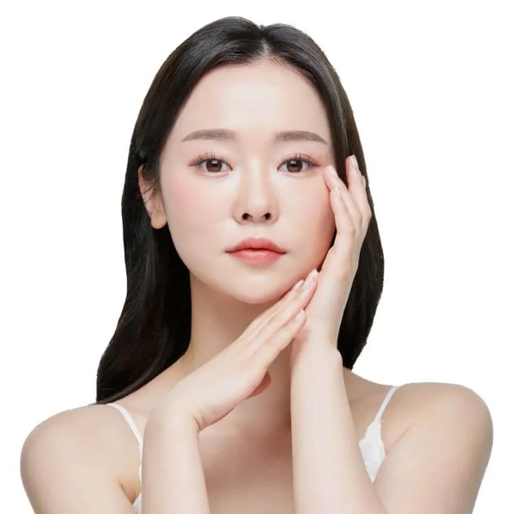 Lady touching face